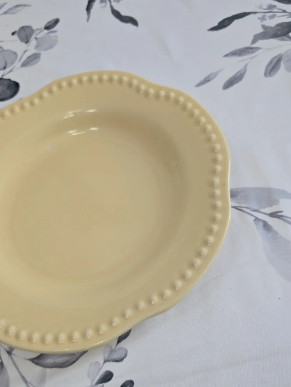 Pottery Barn Emma Beaded Yellow Dinner Plate & Salad Plate Portugal
